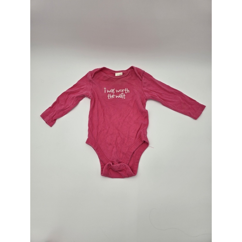 Old Navy Baby Girls "I Was Worth The Wait" Long Sleeve Bodysuit Pink 0-12 M